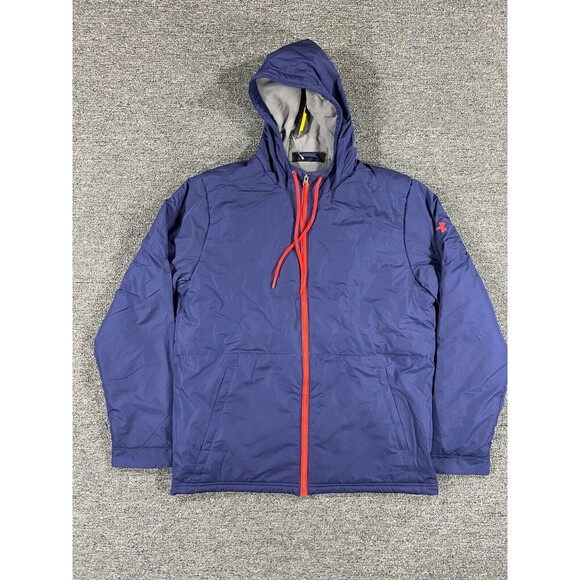Under Armour Jacket Mens Medium Blue Water Resistant Insulated Hooded Storm - Picture 1 of 12